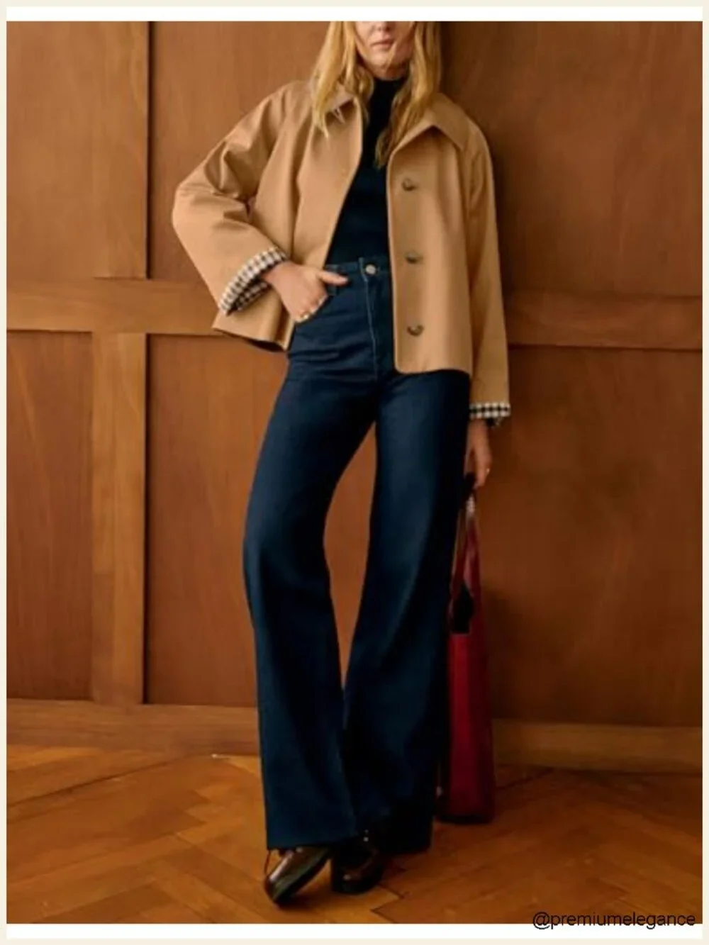Lightweight Trench Jacket with Plaid Lining Button Front Casual Outerwear